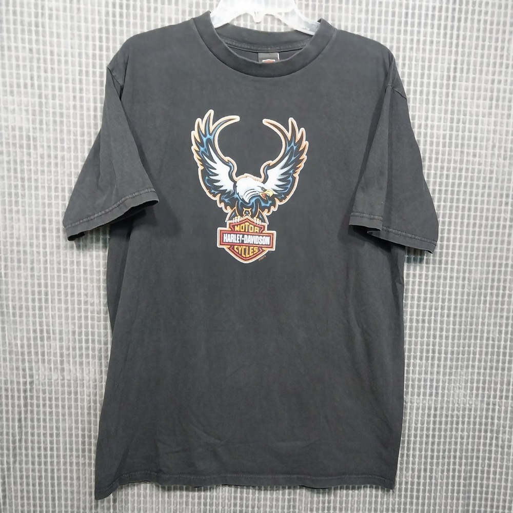 Harley-Davidson Mens T-Shirt Eagle Embroidered Graphic Logo XL Black